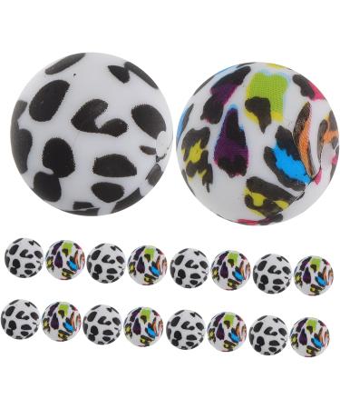 EXCEART 100 Pcs Leopard Print Silicone Bead Set for Pacifier Chain - Baby Safe - 1.5X1.5X1.5CM - Buy Online on GoSupps.com