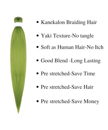 Seaweed Green Pre Stretched Kanekalon Braiding Hair 26 Pack of 3 - Human Hair Box Braids - Buy Online on GoSupps.com
