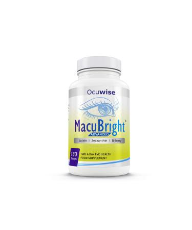 MacuBright Advanced (180 Tablets) - AREDS 2 based twice daily Food Supplement with Zeaxanthin Lutein and Bilberry. Vegan and Vegetarian Friendly.