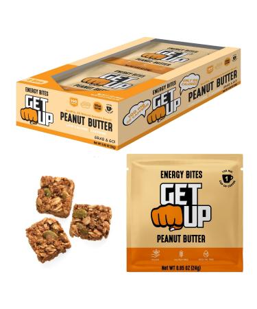 GetUp Caffeinated Granola Bites - Peanut Butter (10 Pack) 100mg Caffeine Energy Bites Low Calorie Gluten-Free 0 Seed Oils Pre-Workout Portable Snack Coffee Substitute - Low Sugar Energy