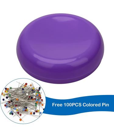 Coitak Magnetic Sewing Pincushion with 100 Plastic Head Pins - Magnetic Pin Holder for Sewing & Quilting (Purple) - Buy Online on GoSupps.com