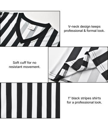 Women's Official Referee Shirt Black & White Stripe | Short Sleeve Jersey for Basketball, Football, Hockey | V-Neck, Small - Buy Online on GoSupps.com