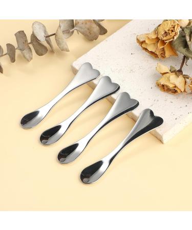Metal Makeup Spatula Set - 4 Heart-Shaped Facial Massagers & Mini Beauty Spoons for Masks Creams & Lotions - Reusable Skincare Tools - Buy Online on GoSupps.com