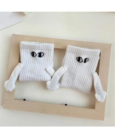 Funny Magnetic Suction Couple Socks - Hand in Hand Doll Black White Novelty Cartoon Socks for Men Women - Unisex Holding Hands Socks for Couples - Buy Online on GoSupps.com