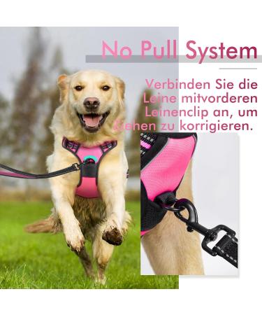 Rabbitgoo Anti-Pull Dog Harness for Medium Dogs - Adjustable Breathable No-Choke Design with Reflective Stripes - Perfect for Training & Safe Guidance - Pink (1 Pack) - Buy Online on GoSupps.com