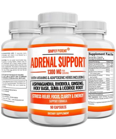 Adrenal Support and Cortisol Manager - 90 Capsules Adrenal Health Supplement with Ashwagandha Licorice Root Rhodiola Rosea Ginseng Holy Basil for Adrenal Fatigue for Women & Men