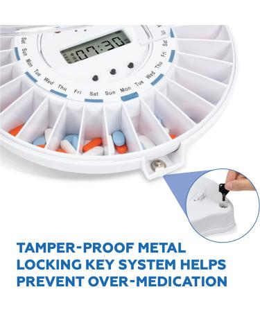 Med-E-Lert Premium Locking Automatic Pill Dispenser - XL Solid White Lid - Buy Online on GoSupps.com