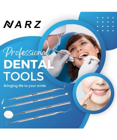 NARZ Plaque Remover Kit - Stainless Steel Dental Tools for Teeth Cleaning - Tartar Remover for Men, Women, Kids, and Pets - 4 Pcs - Buy Online on GoSupps.com