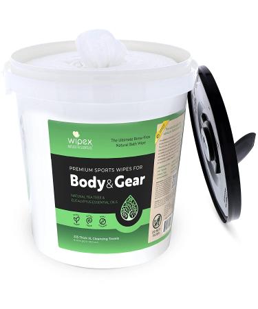 Wipex No Rinse Body Wipes for Adults | 225 Large Body Camping Wipes | Tea Tree & Eucalyptus Essential Oil | Gym, Yoga, Wrestling, Team Sports | After Workout Bathing & Athlete Body Wipes - Buy Online on GoSupps.com