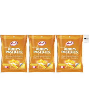 Value Bundle: KERRS Candy - Cough Drops - Cold & Sore Throat Candy with No Artificial Flavours MINTS - Hard Candy - Bonbon - Candies - Custom Value Bundle Branded Pack of 30 Per Bags - 3 Bags - 90 Drops Total (HONEY LEMON)