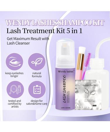 WENDY LASHES Lash Shampoo Kit - Gentle Eyelash Cleanser for Lash Extensions | 60ml with Brushes Comb Bottle & Eye Patch - Ideal for Perfect Lash Care - Buy Online on GoSupps.com