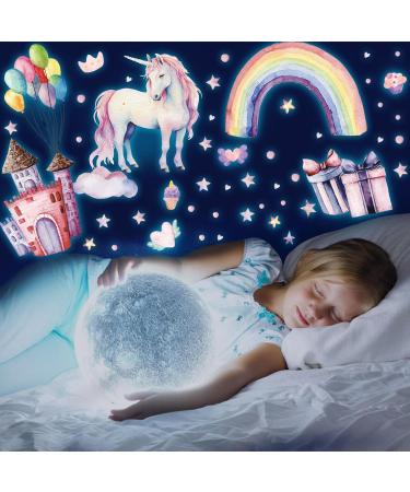 Glow in The Dark Unicorn Stars Wall Stickers for Girls Bedroom - Luminous Ceiling Decals for Kids Playroom and Nursery - Buy Online on GoSupps.com