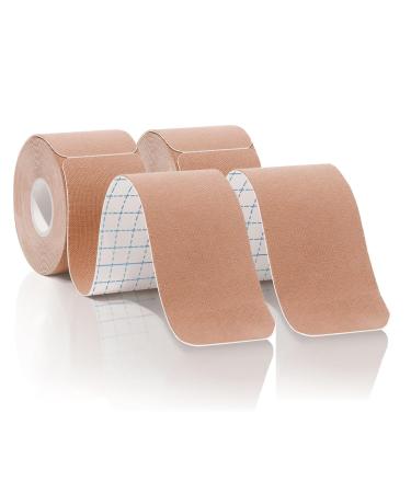 Kinesiology Tape Pro 2 Rolls Waterproof Breathable Latex Free Tape 10 inches Precut 40 Precut Strips Strips for Knee Pain Elbow Shoulder Muscle & Joint Support (Nude) Nude1