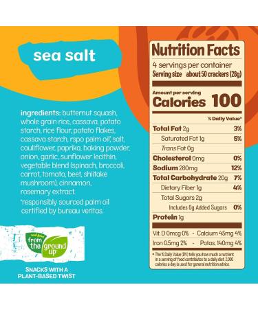 Real Food From the Ground Up Cauliflower & Butternut Squash Crackers - 6 Pack (Sea Salt Butternut Squash) - Buy Online on GoSupps.com
