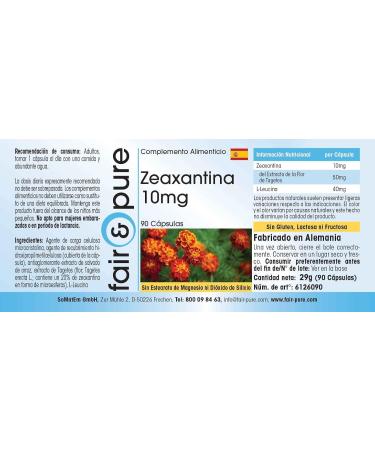 SoMatEm Fair & Pure Zeaxanthin 10mg from 50mg marigold flower extract natural vegan without magnesium stearate 90 zeaxanthin capsules - Buy Online on GoSupps.com