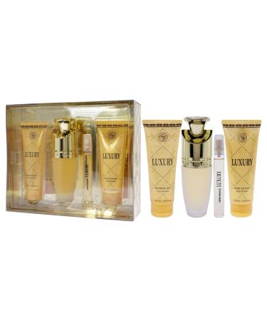 New Brand Luxury for Women - 4 Pc Gift Set 3.3oz EDP Spray 4.4oz Shower Gel 4.4oz Body Lotion 0.5oz EDP Spray - Buy Online on GoSupps.com