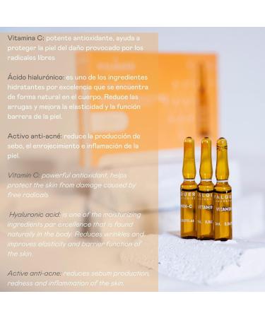 Vitamin C Facial Ampoules by Valquer Laboratorios. Facial Serum. Antioxidant and Revitalizing. All Skin Types. With Hyaluronic Acid. Anti-Acne - 5 Pcs X 2 Ml - Buy Online on GoSupps.com