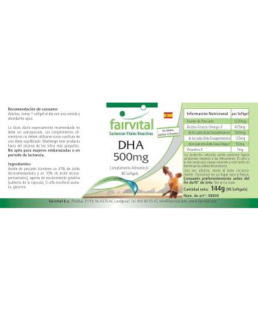 Fairvital DHA 500mg - Highly Dosed Omega-3 Fatty Acid | 90 Softgels - 3 Months Supply - Buy Online on GoSupps.com