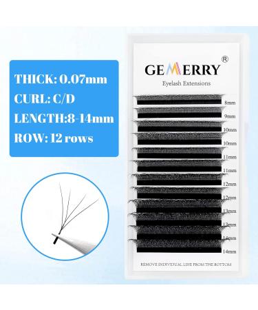 Volume Eyelash Extensions - 4D Self-Fan Lashes | 0.07mm DCURL Mix 8-14mm | Gemerry 4DLASH - Buy Online on GoSupps.com
