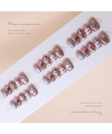 30Pcs Cartoon Puppy Press-On Nails - Cute Gel Glue-on Short Square False Nails for Women & Girls - DIY Manicure - Happy Birthday Design - Buy Online on GoSupps.com