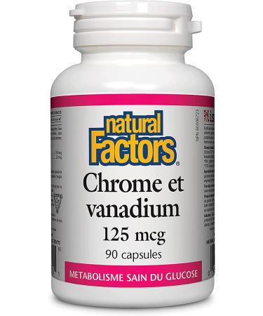 Natural Factors Chromium & Vanadium 125 mcg - 90 Capsules | Blood Sugar Support - Buy Online on GoSupps.com