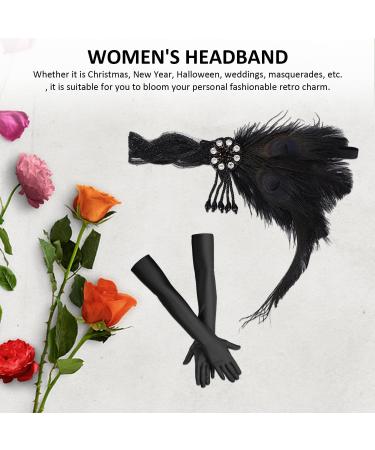 1 Headband 1 Pair of Gloves Women's Headwear Feather Headbands Women's Headbands Modern Headbands 1920s Feather Headbands 1920s Women's Accessories Women's Hair Accessories Headbands - Buy Online on GoSupps.com