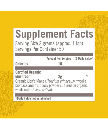 Om Organic Mushroom Superfood Powder Lions Mane 3.5 Ounce (50 Servings) ( wo ack) - Buy Online on GoSupps.com