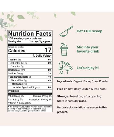 Organic Barley Grass Powder - 16 Oz | Micro Ingredients - Buy Online on GoSupps.com