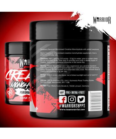 Warrior Creatine Monohydrate Powder 300g - Micronised for Easy Mixing - Savage Strawberry Flavor - Buy Online on GoSupps.com