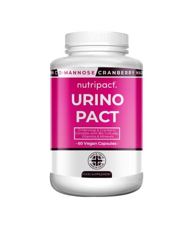 D Mannose and Cranberry Complex with Bio Cultures Vitamins & Minerals - Urinary Tract Infection (UTI) Relief Gut Health Immune Support - 60 Vegan Capsules - Urino Pact by nutripact