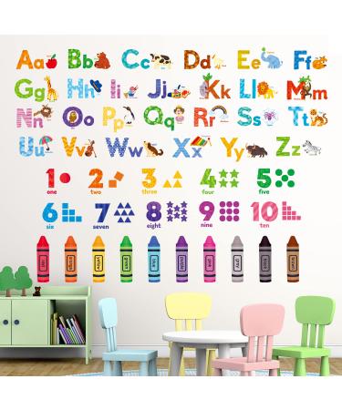 DECOWALL DS-8044 Leaning Alphabet Numbers Color Wall Stickers ABC Animal Educational Decals for Kids Bedroom Nursery Living Room Art Home d cor Letters ABC Classroom playroom Decorations Crafts Vinyl Abc 123 - Buy Online on GoSupps.com