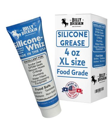 Silicone Grease, Silicone Grease for O Rings, Food Grade Sanitary Lubricant, Machine Lube, Scuba Grease, Plumbers Grease, Valve Sealant, Diving Lube, Billy Buckskin Co. Silicone-Whiz XL 4 oz. (Tube)