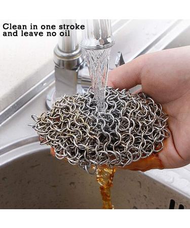 Buy Meeqiao Cast Iron Cleaner - Stainless Steel Chain Scrubber for Pans & Dutch Ovens | 10x10cm International Shipping - Buy Online on GoSupps.com