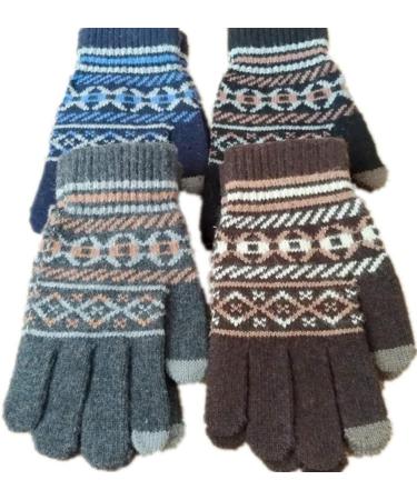 Healifty 1 pair Men's Warm Full Finger of Knitted Printed Yarn Grey Woolen Gloves - Buy Online on GoSupps.com