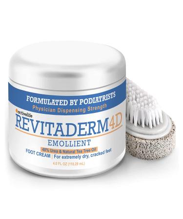 Revitaderm Urea Foot Cream 40 Percent For Dry Cracked Feet, Hands, Elbows and Knees Callus Remover For Feet - Free Pumice Stone For Feet, Knees, Elbows - Urea Cream 40% Revitaderm 4D Deeply moisturizes Skin For Feet, Hands