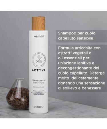 Kemon Actyva Benessere Shampoo Moisturizing hair wash for scalp mild hair care for sensitive scalp 250 ml - Buy Online on GoSupps.com