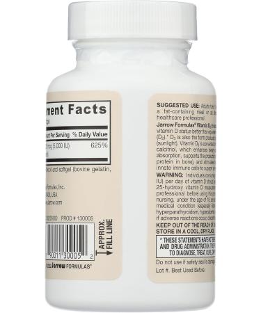 Jarrow Formulas Curcumin 95 500mg - Up to 120 Servings (Veggie Caps) & Vitamin D3 125 mcg (5000 IU) - 100 Servings (Softgels) - Buy Online on GoSupps.com