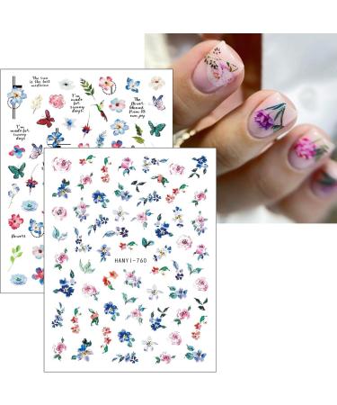 JMEOWIO 9 Sheets Flower Butterfly Nail Art Stickers Decals Self-Adhesive Spring Summer Floral Nail Supplies Nail Art Design Decoration Accessories - Buy Online on GoSupps.com
