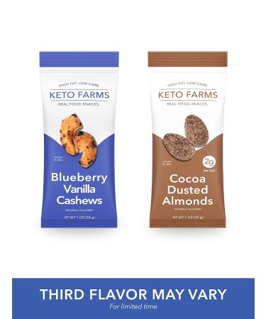 Keto Farms Blueberry Vanilla Cashews - Low Carb Keto Nuts (1 oz, 6 Count) | Roasted Lightly Salted Desserts with Real Fruit | Satisfy Candy Cravings with 0g Added Sugar - Buy Online on GoSupps.com