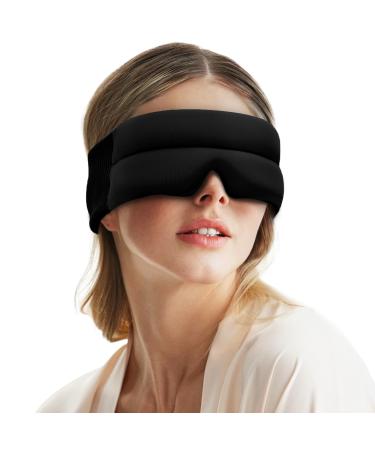 Full Size Sleep Mask for Side Sleeper Women Men FACEMOON Ultra Soft and Skin Friendly Eye Mask with Memory Foam Blindfold for Light Blocking Air Plane Meditation Yoga Nap Swift Worker Black