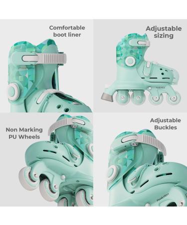 Yvolution Twista Skates Learner Training Skates - 2-in-1 Adjustable Roller Skates for Boys and Girls 2+ Years Old, US Size 7-11 - Green - Buy Online on GoSupps.com