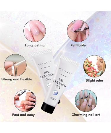 Makartt Glitter Poly Nail Gel Kit - 4 Shimmering Colors - Perfect for DIY Nail Art and Professional Salons - Buy Online on GoSupps.com