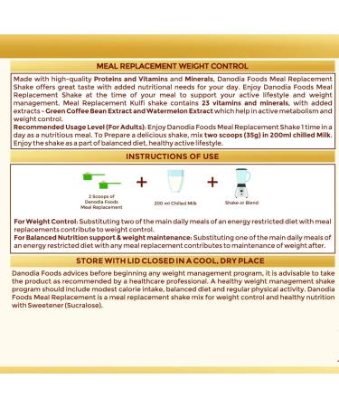 Danodia Foods Nutrient Shake 88 oz 250 g Vanilla Flavor Meal Replacement for Women & Men With Vitamins & Minerals No Added Sugar - Buy Online on GoSupps.com