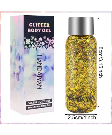 3 Bottle Festival Glitter Set | Holographic Body & Face Glitter Gel for Music Festivals Halloween Christmas - White Gold Silver - Buy Online on GoSupps.com