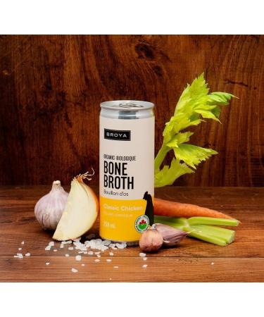 Broya Classic Chicken Bone Broth | Certified Organic Chicken with Collagen Protein | Paleo Keto and Gluten-Free | Perfect for Sipping Soup and Cooking Stock | (6 Cans) CLASSIC CHICKEN 237 ml (Pack of 6) - Buy Online on GoSupps.com