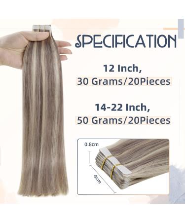 16 Remy Blonde Tape in Hair Extensions - Grey Blonde Highlight Platinum Blonde - 50g - 1-Tape #19AP60 - Buy Online on GoSupps.com