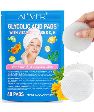 Glycolic Acid Face Pads - Salicylic Acid Pads Exfoliating Cotton Pads for Skin Scrubbing and Deep Cleansing with Allantoin and Calendula