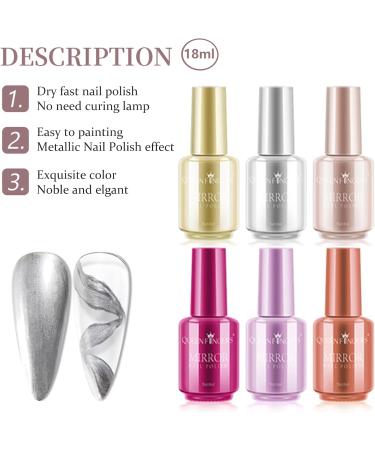 Metal Nail Polish 18ml Mirror Effect Gel Nail Polish Gold Nail Varnish Chrome Nail Art Polish Quick Dry Long-Lasting Non-Peelable No UV (Gold 01) - Buy Online on GoSupps.com