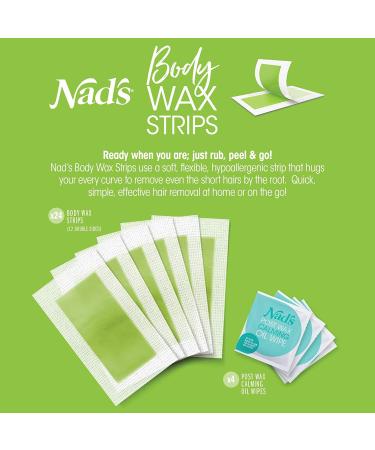 Nad's Body Wax Strips for Women - 24 Count with 4 Calming Oil Wipes - Buy Online on GoSupps.com