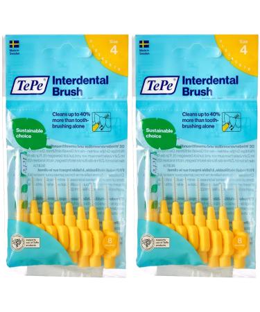 TEPE interdental brush Original yellow (ISO size 4: 0.7mm) / for simple and thorough cleaning of the interdental spaces / 1 x 8 interdental brushes (pack with 2)